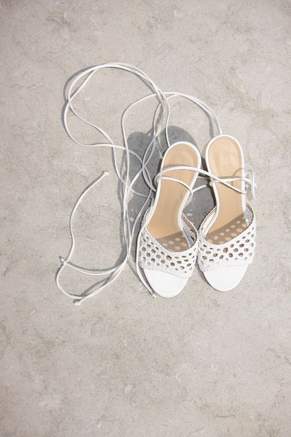 kiki white lace-up heeled sandal