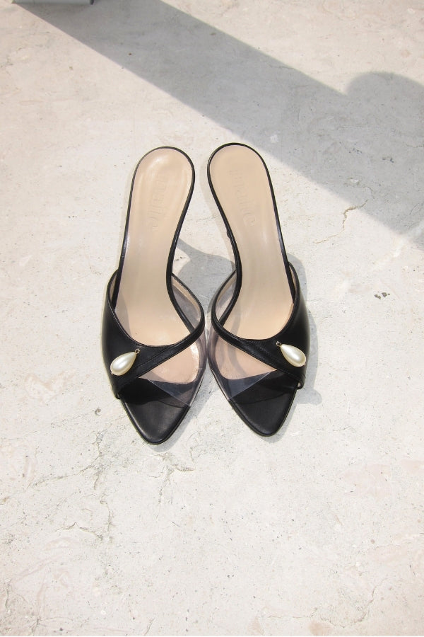 milly black heeled sandal