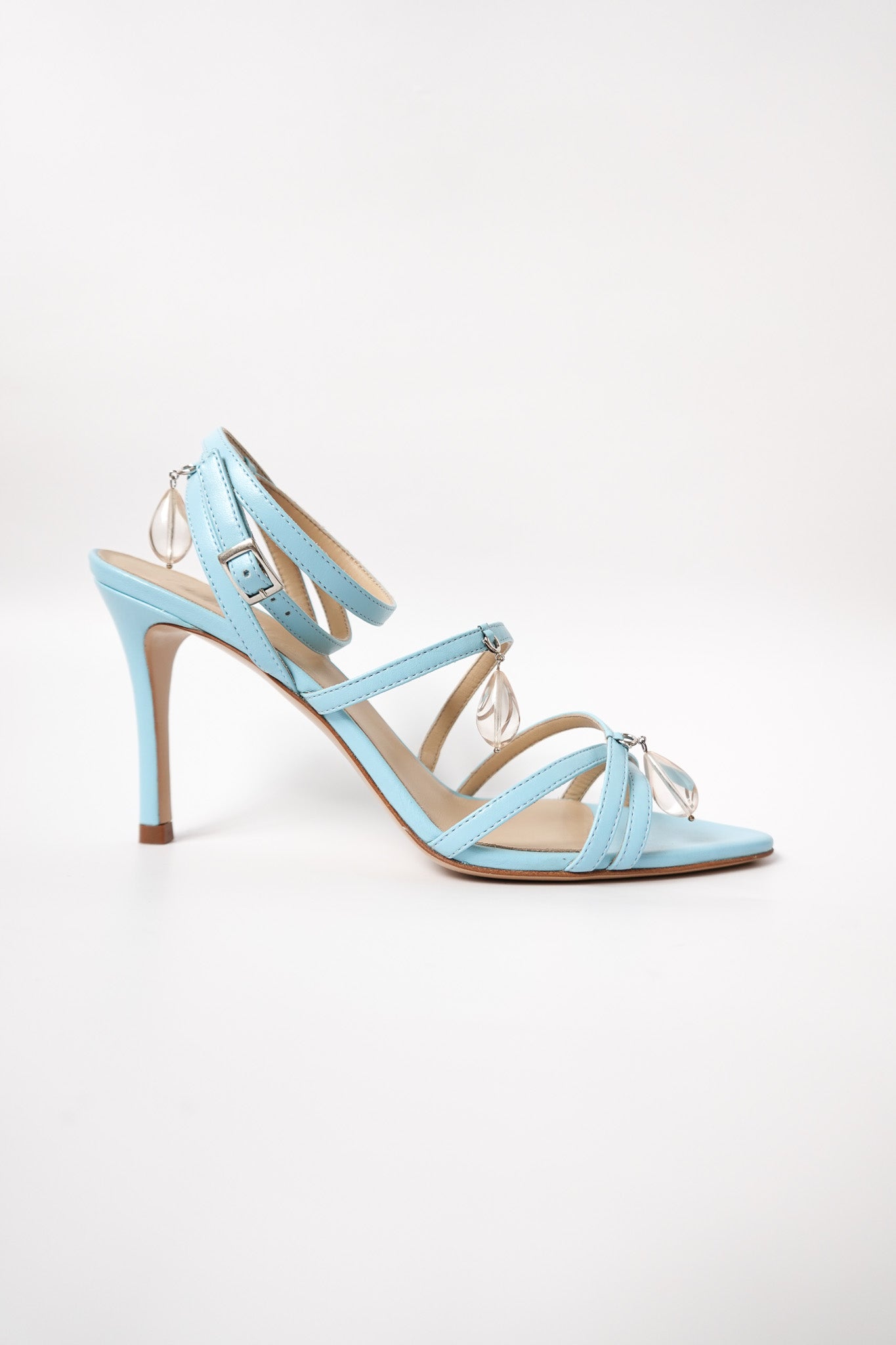 poppy baby blue heeled sandal