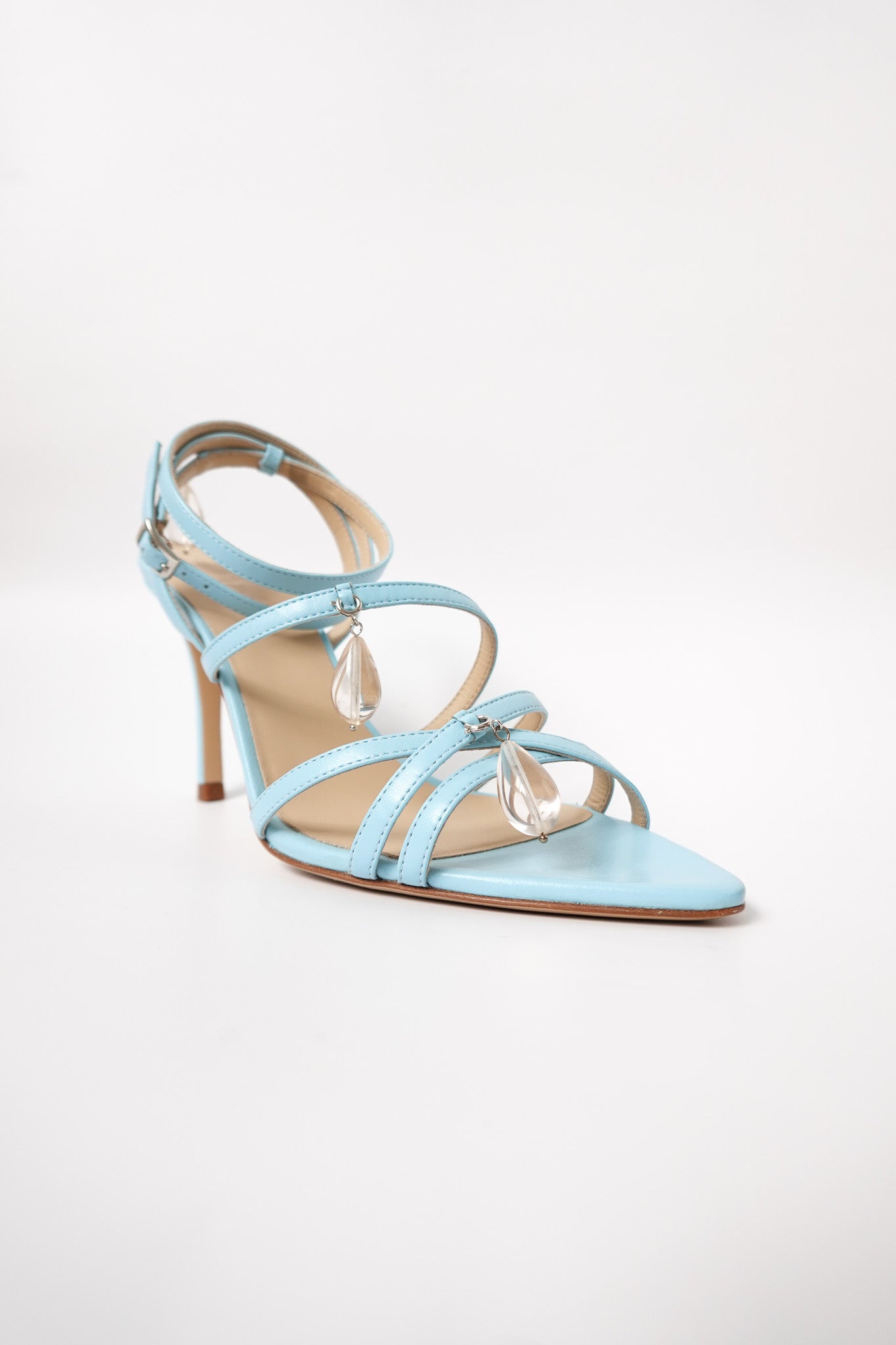 poppy baby blue heeled sandal