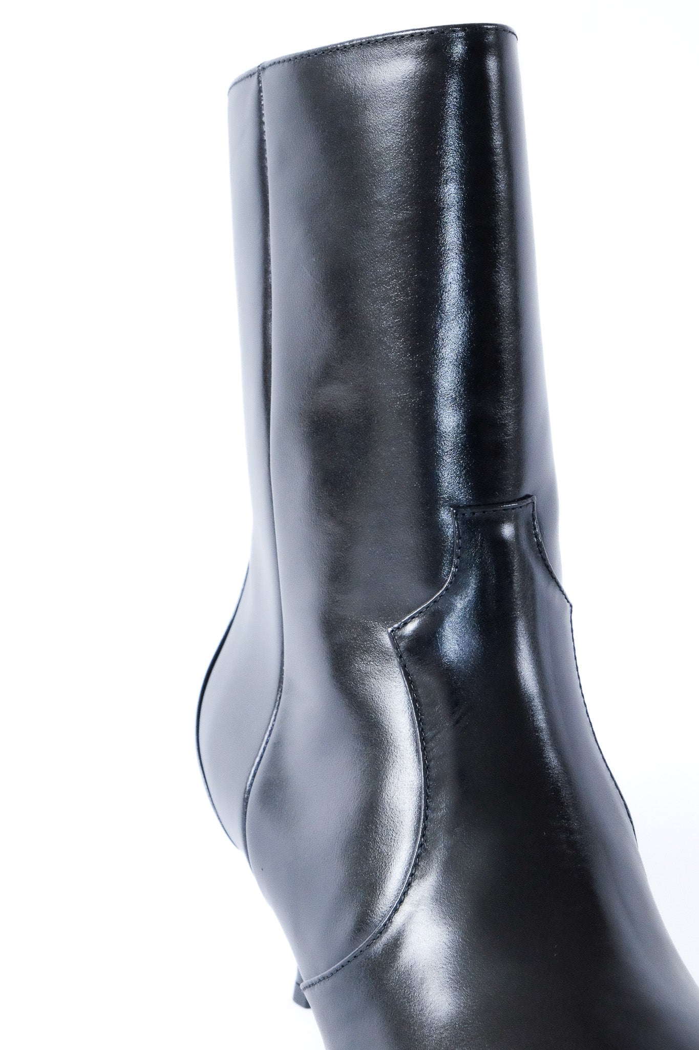 stacie silky black kitten heeled boot