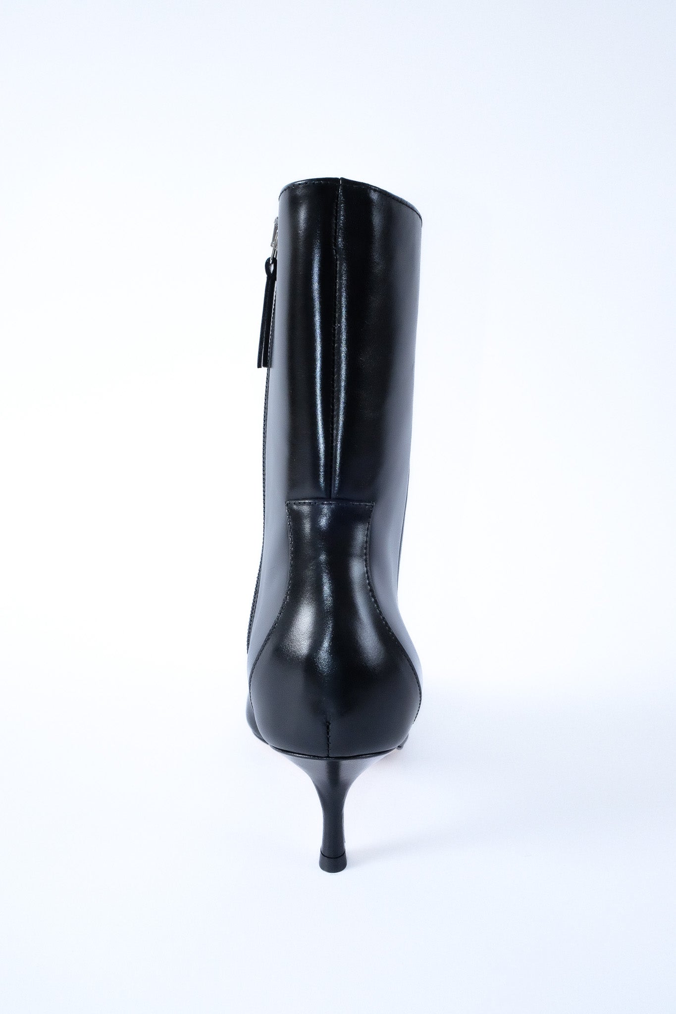 stacie silky black kitten heeled boot