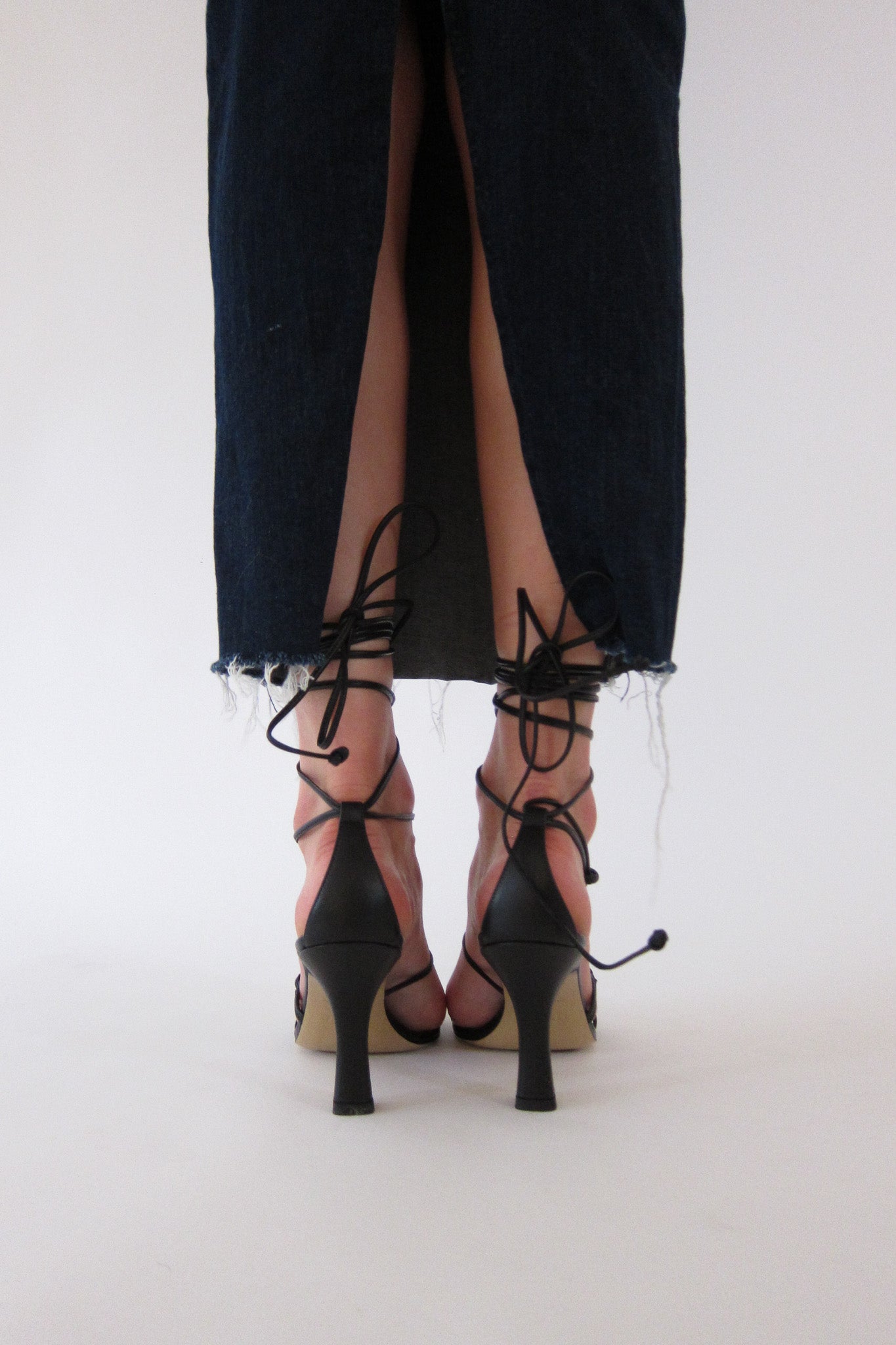 baby black lace-up heeled sandal