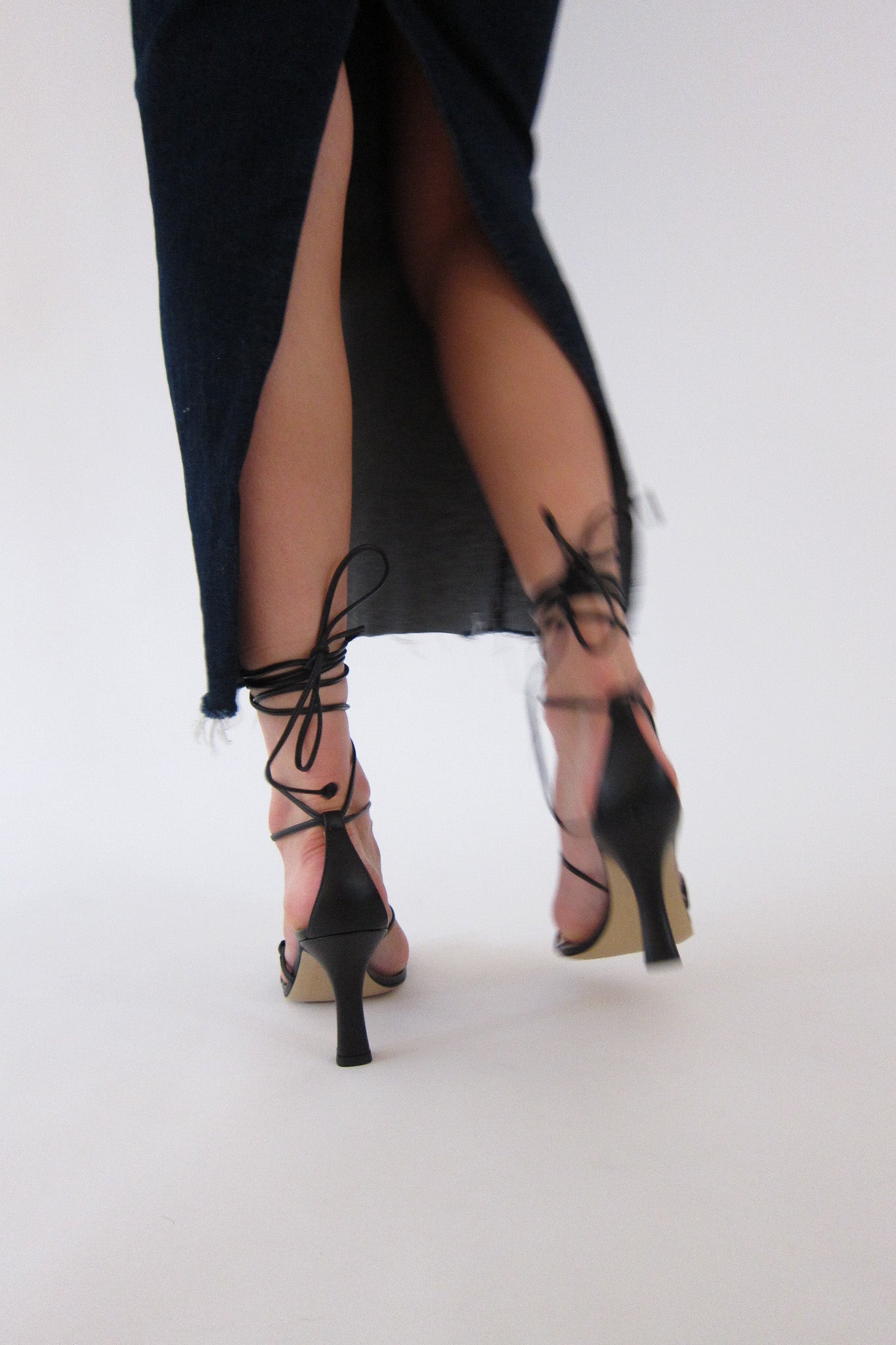baby black lace-up heeled sandal