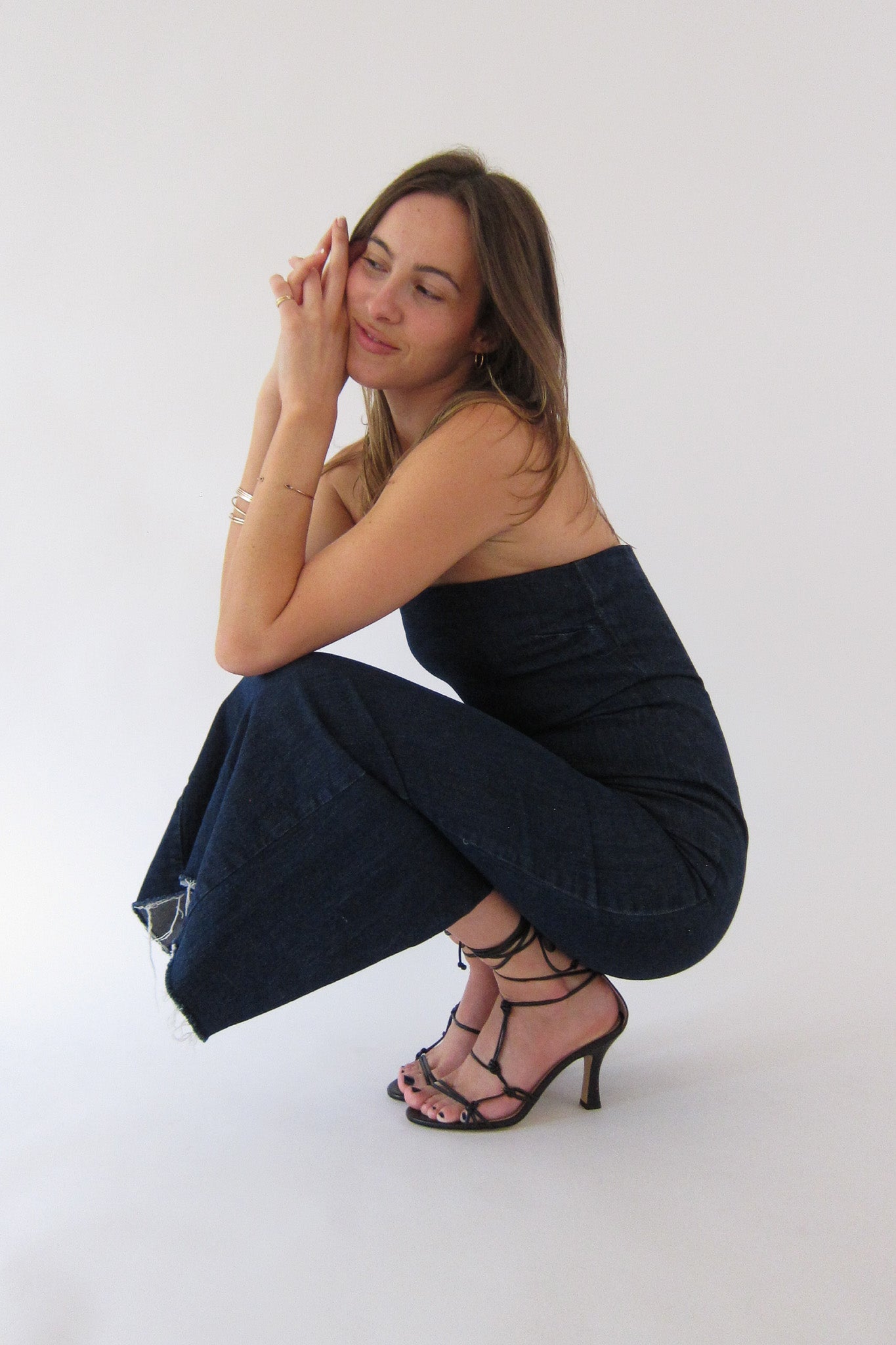 baby black lace-up heeled sandal