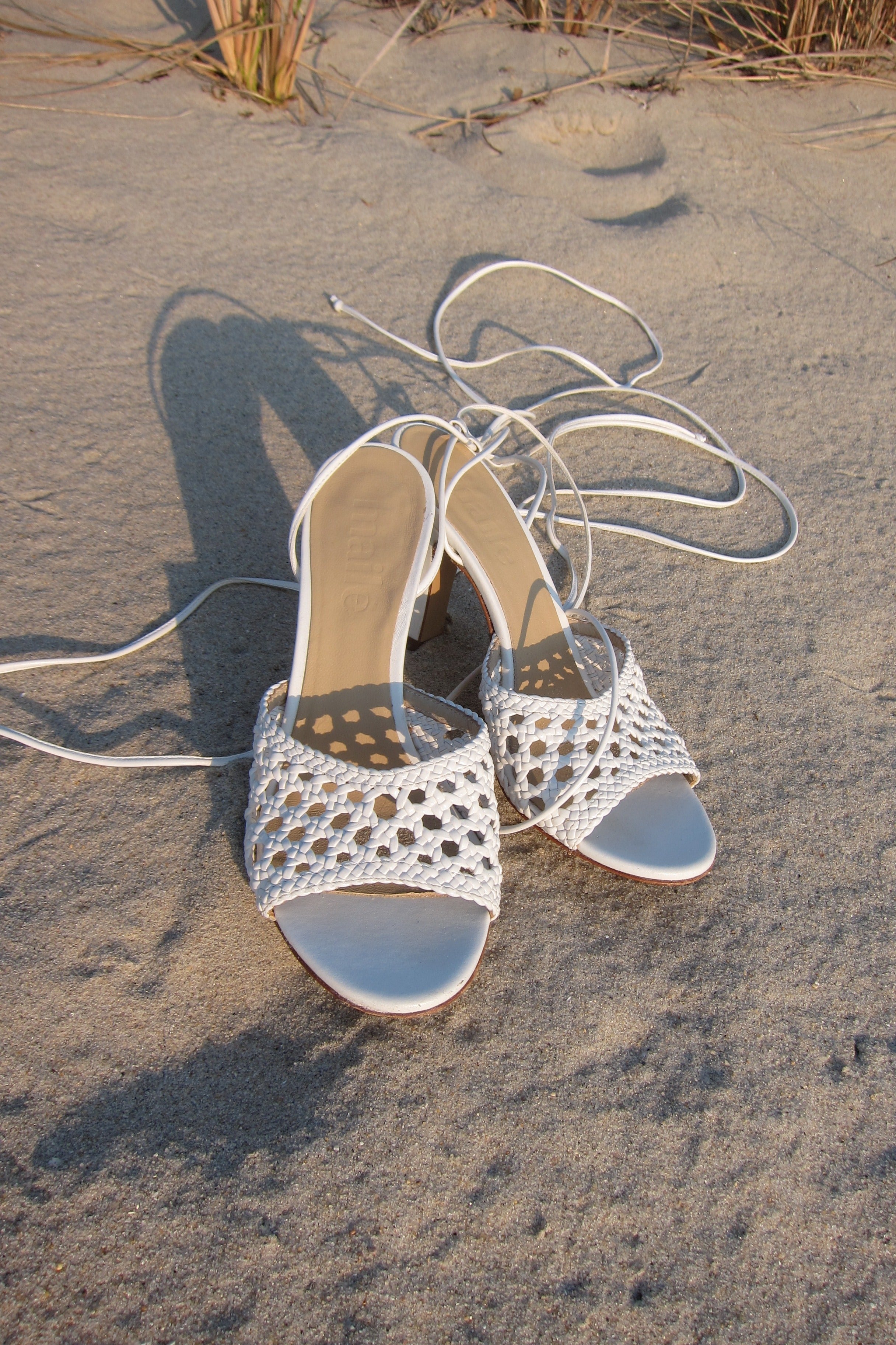 kiki white lace-up heeled sandal
