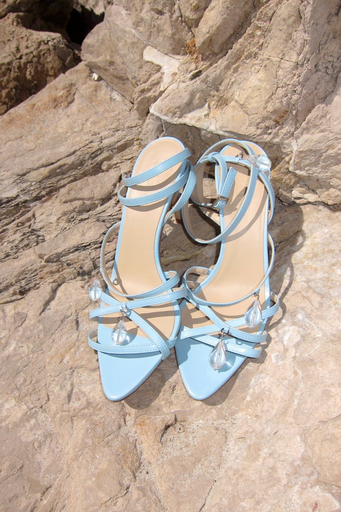 poppy baby blue heeled sandal