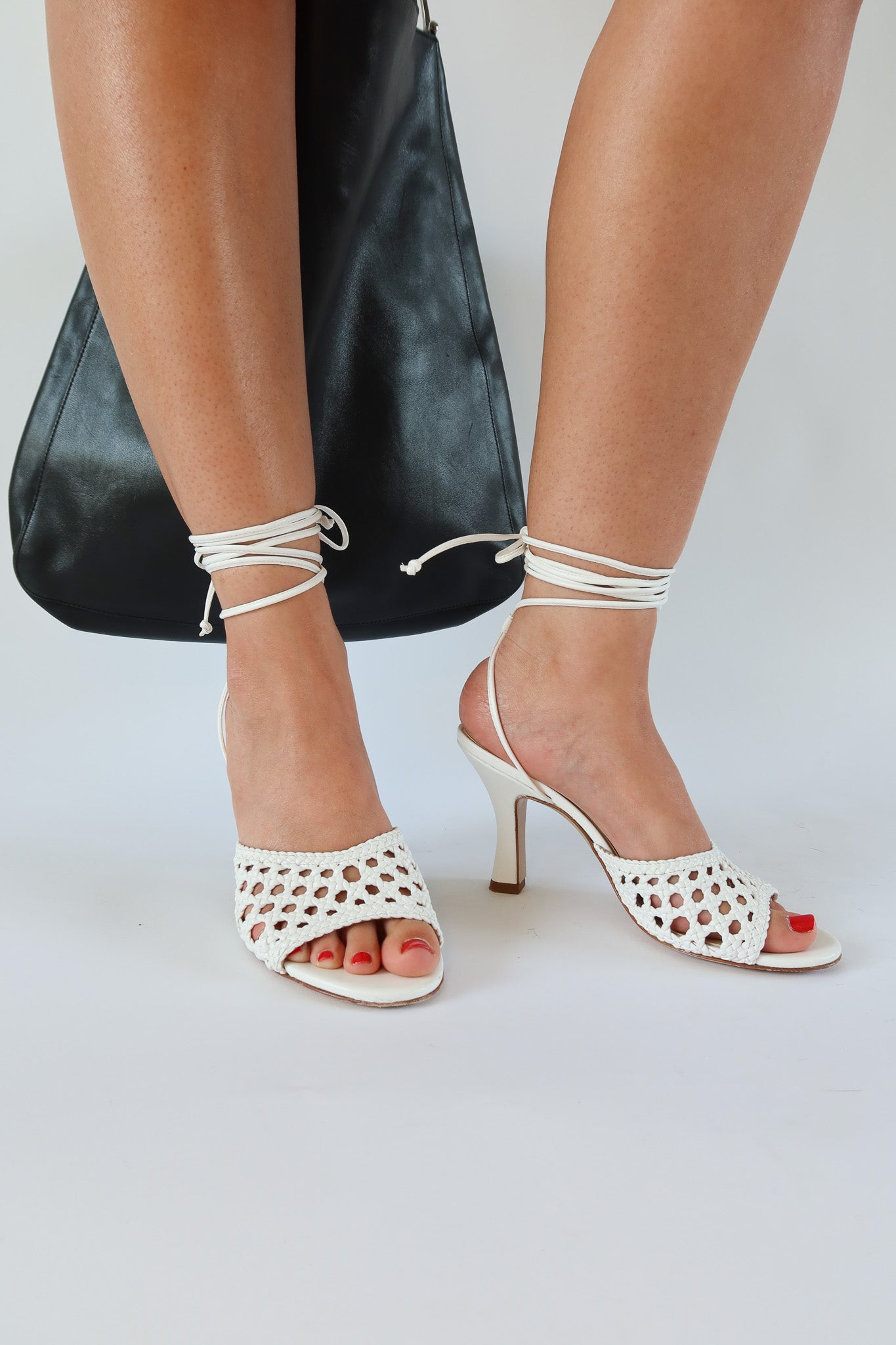 kiki white lace-up heeled sandal