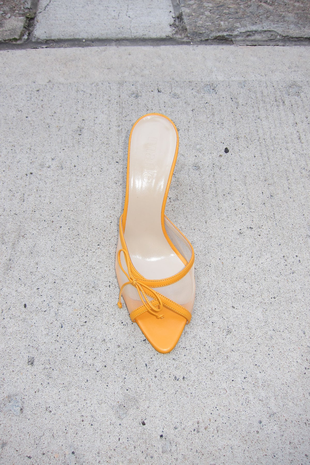pony orange heeled bow sandal