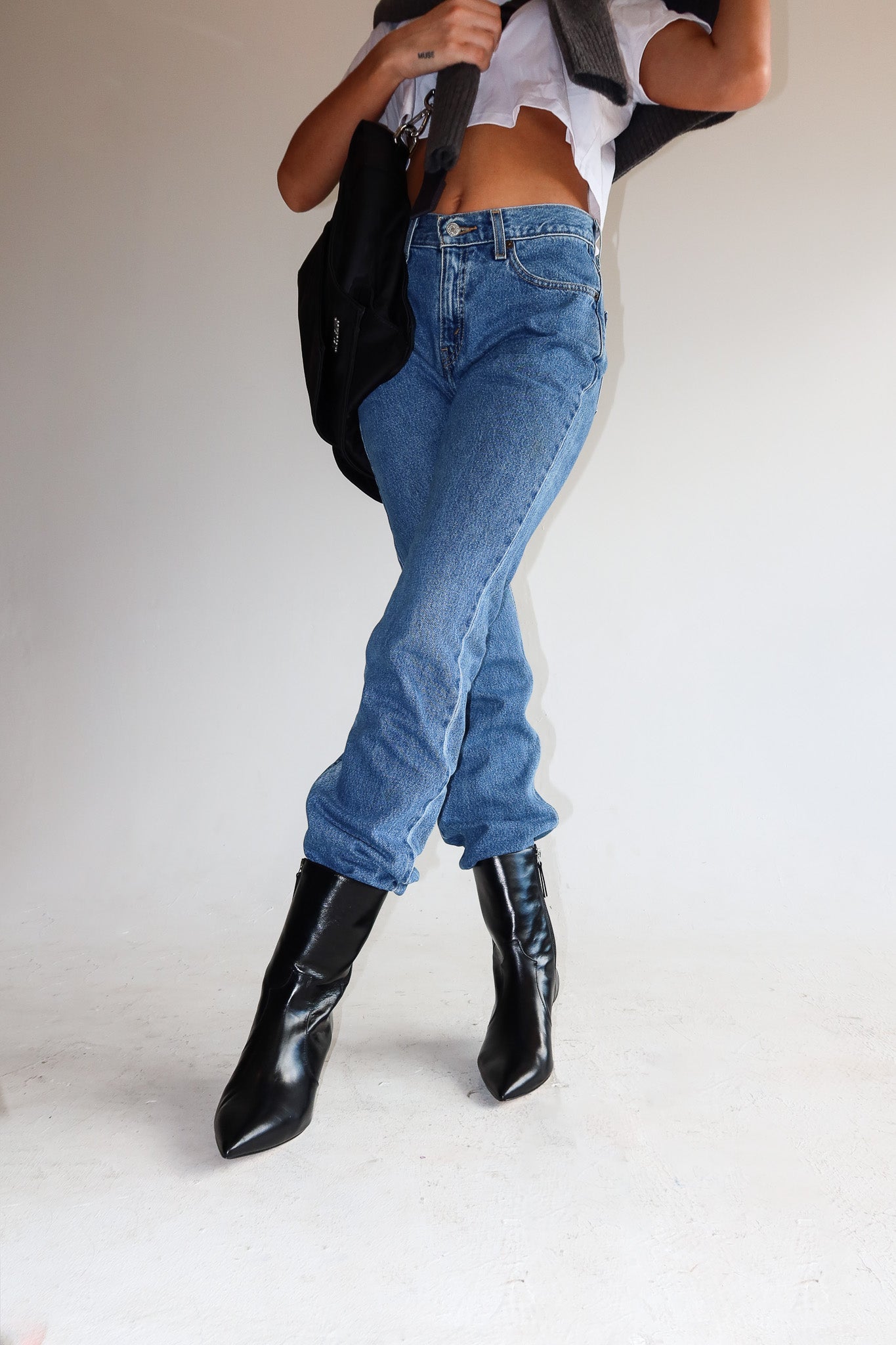 stacie silky black kitten heeled boot