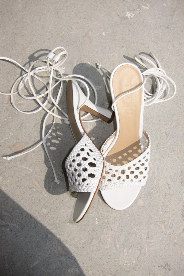 kiki white lace-up heeled sandal
