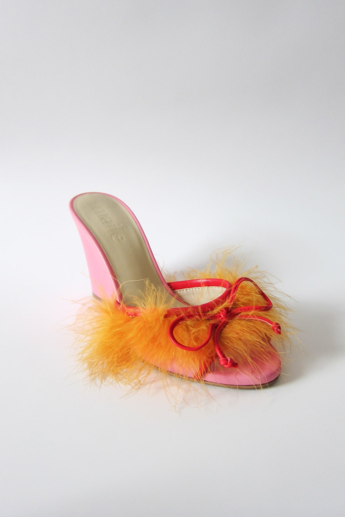 etsu pink orange feather wedge