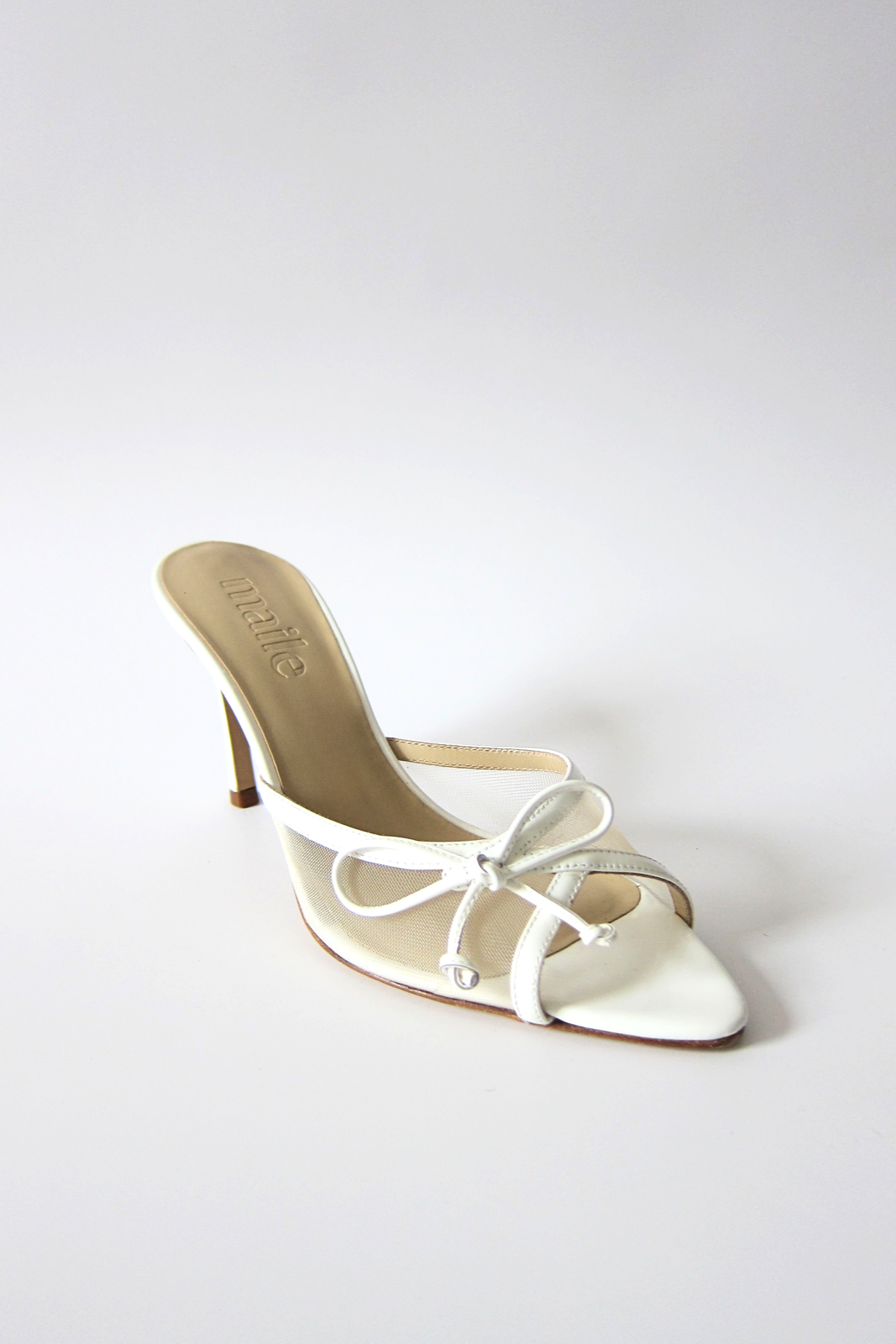 pony white heeled bow sandal