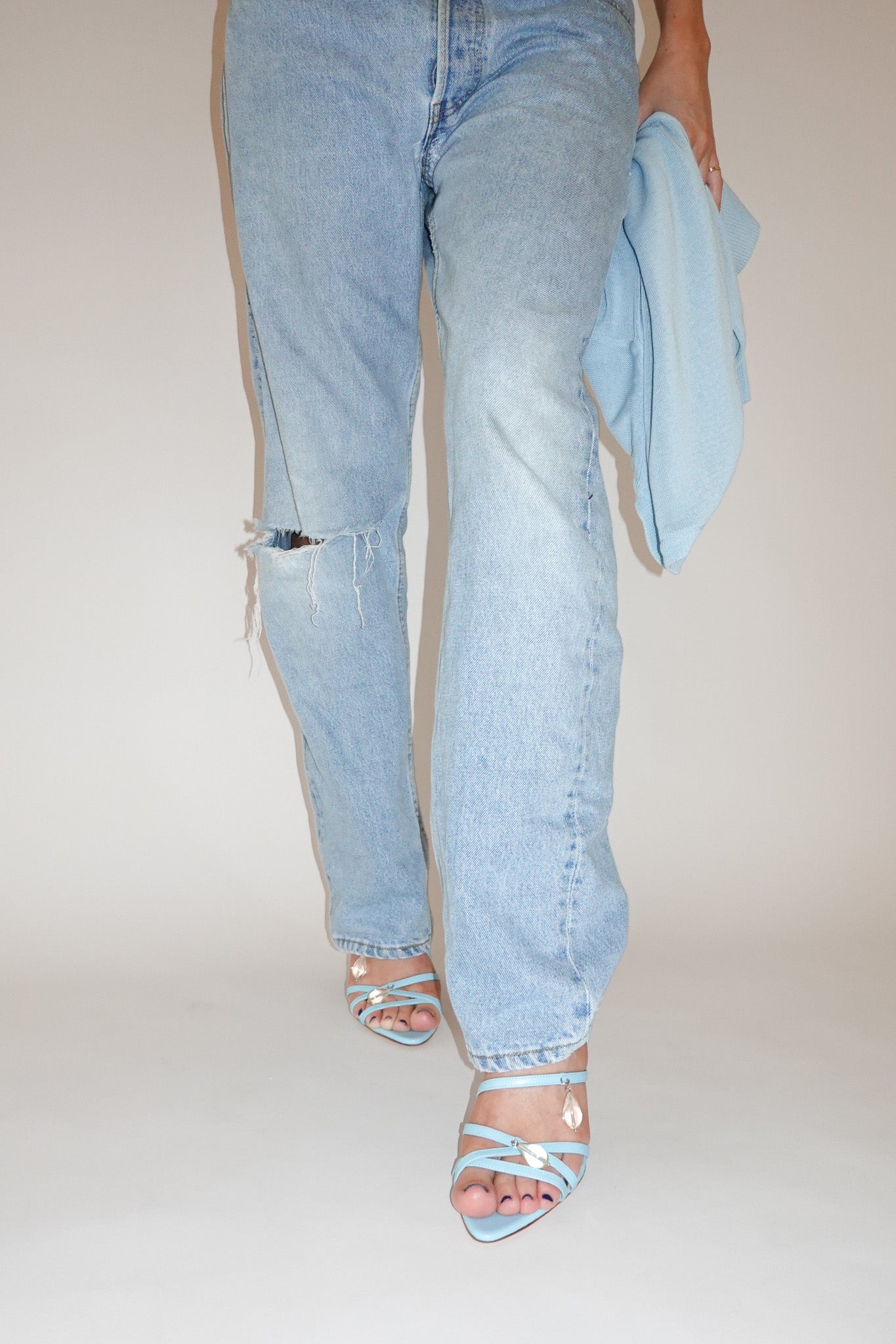 poppy baby blue heeled sandal