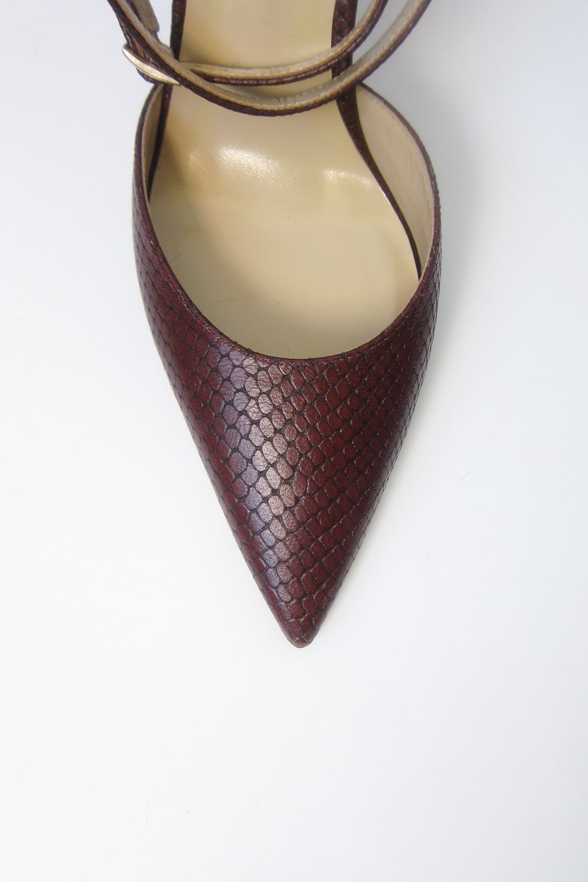 iris burgundy snake pump