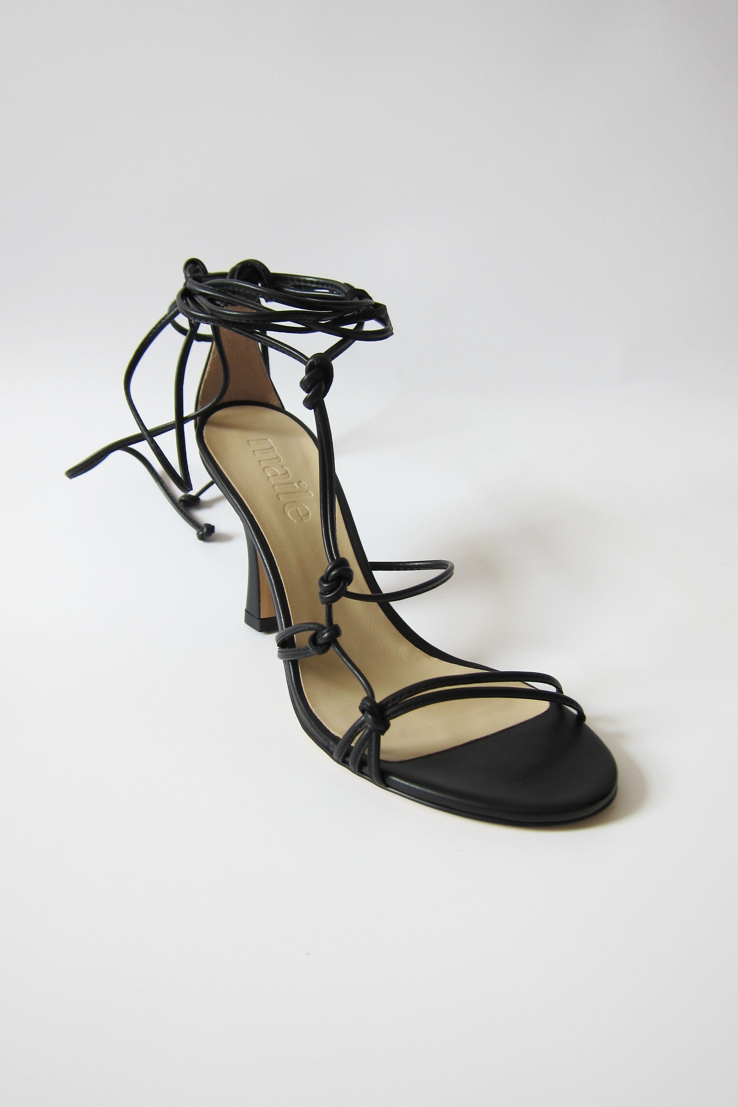 baby black lace-up heeled sandal