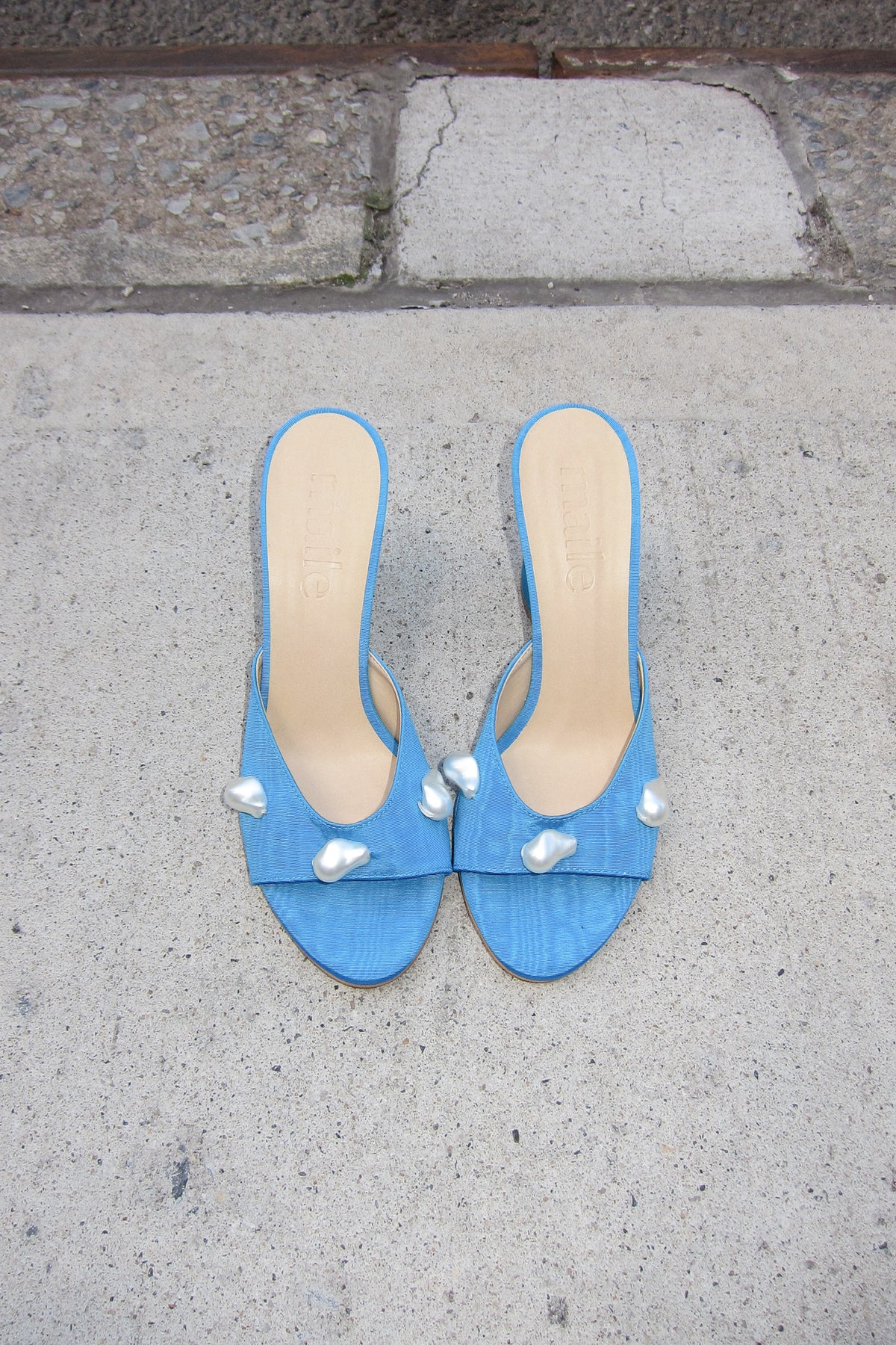 kourtney aqua blue moire wedge