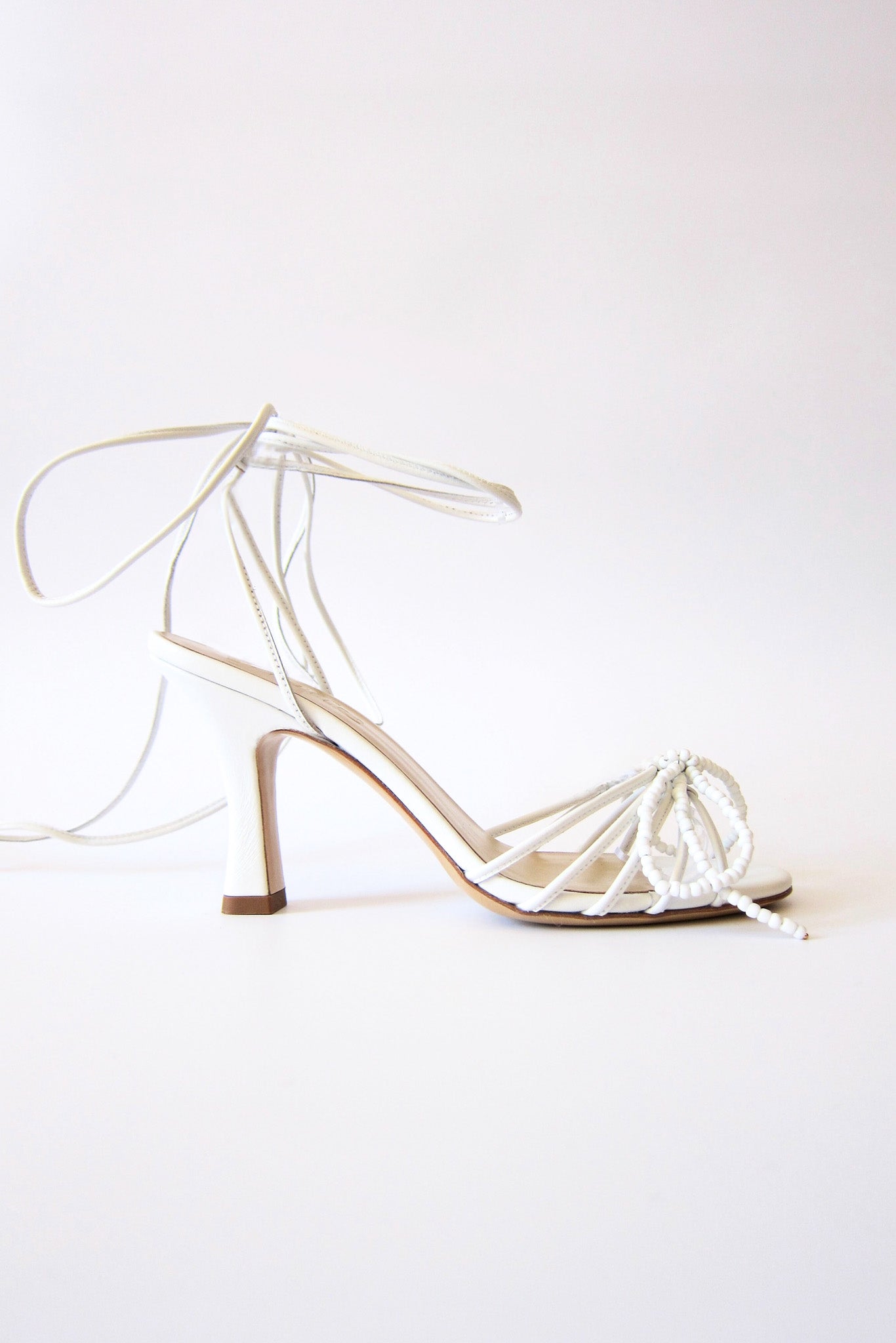 nelly white lace-up heeled sandal