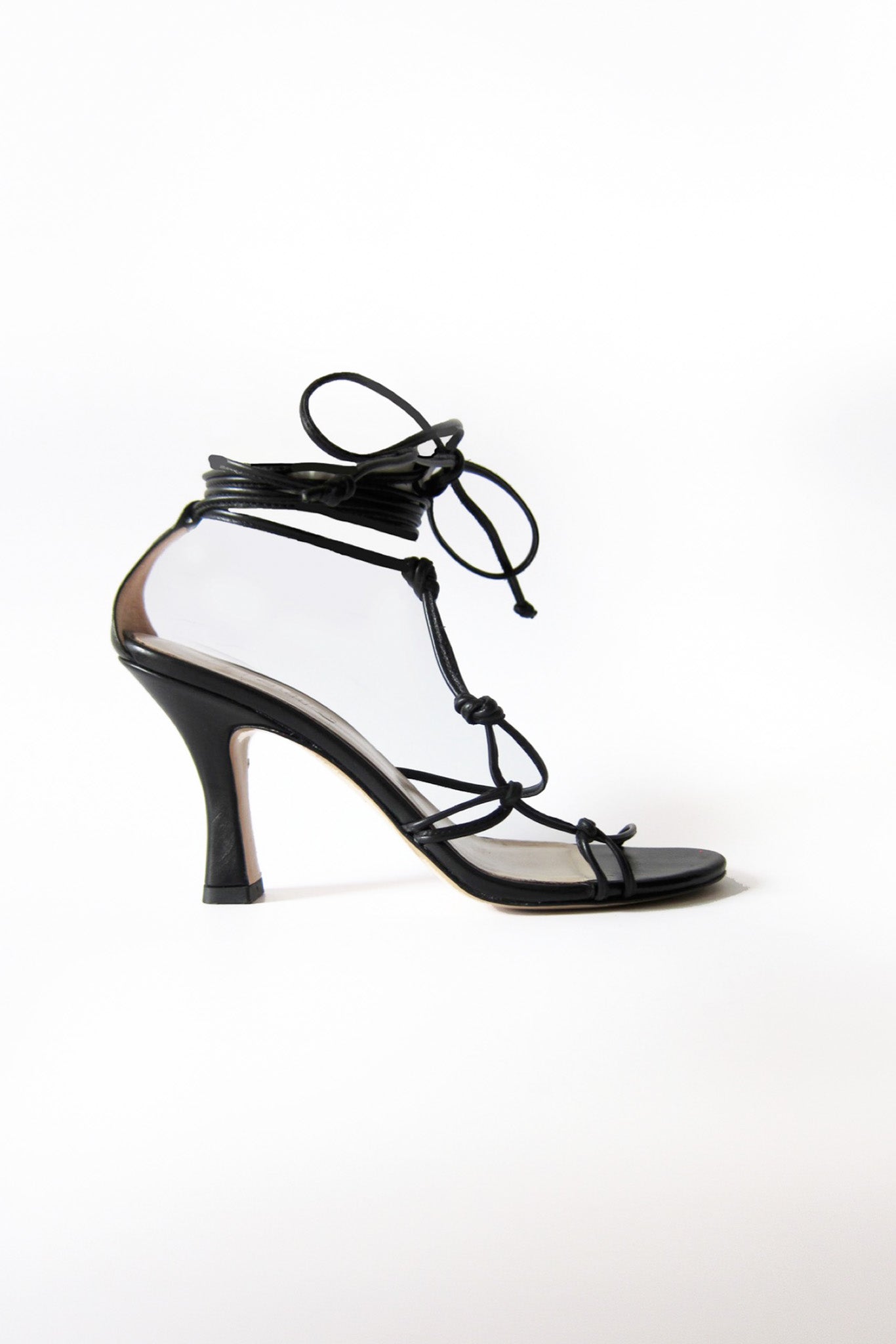 baby black lace-up heeled sandal