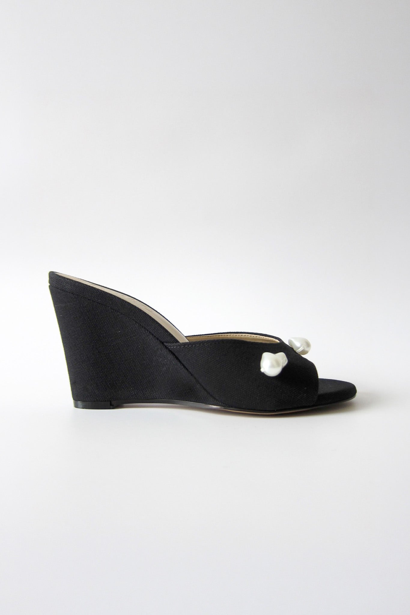 kourtney black canvas wedge