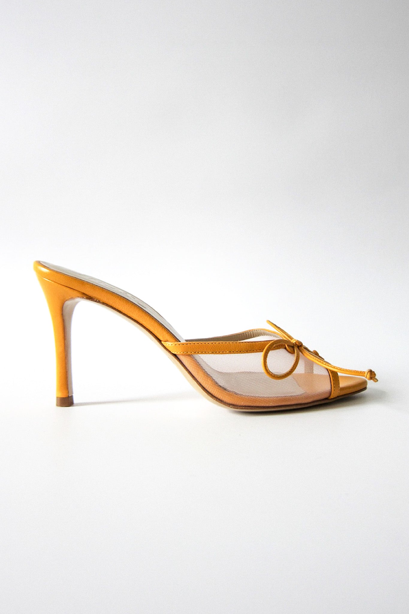 pony orange heeled bow sandal