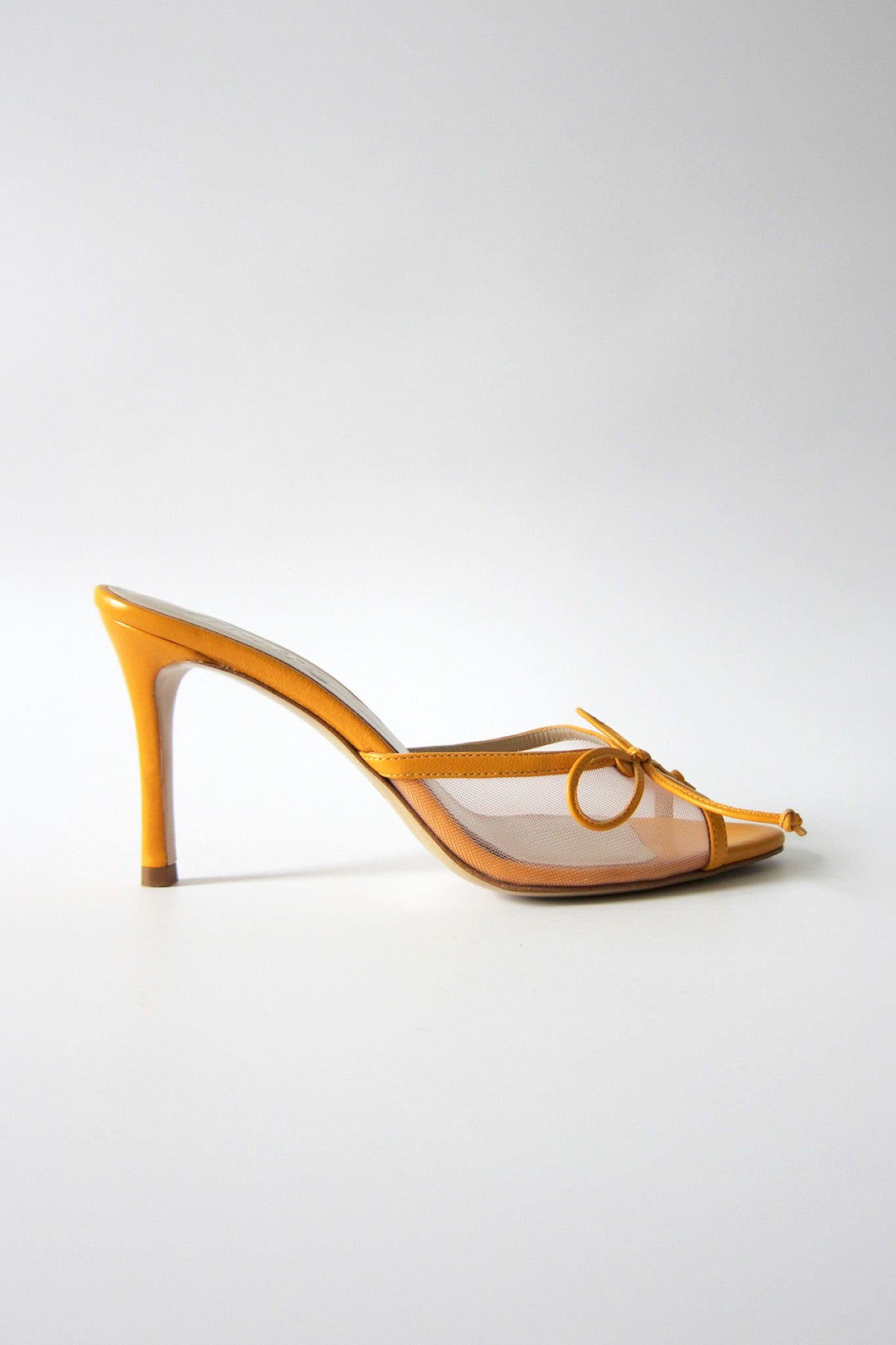pony orange heeled bow sandal